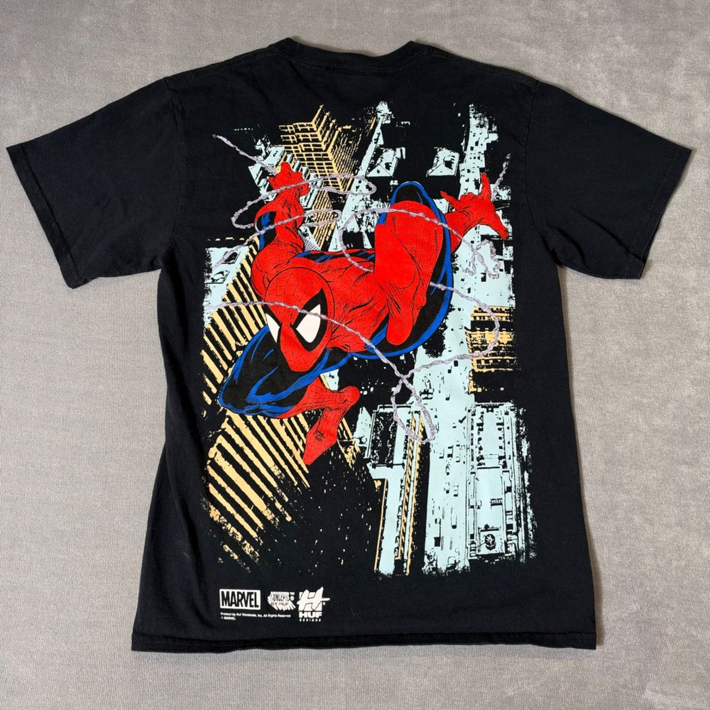 HUF Marvel Spider-Man T-Shirt Mens Medium Black Short Sleeve Graphic Tee